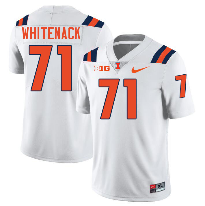 Men #71 Hunter Whitenack Illinois Fighting Illini College Football Jerseys Stitched-White